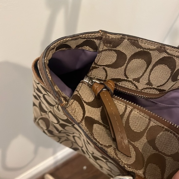 large brown monogram COACH tote, gently used very good condition - Picture 12 of 17